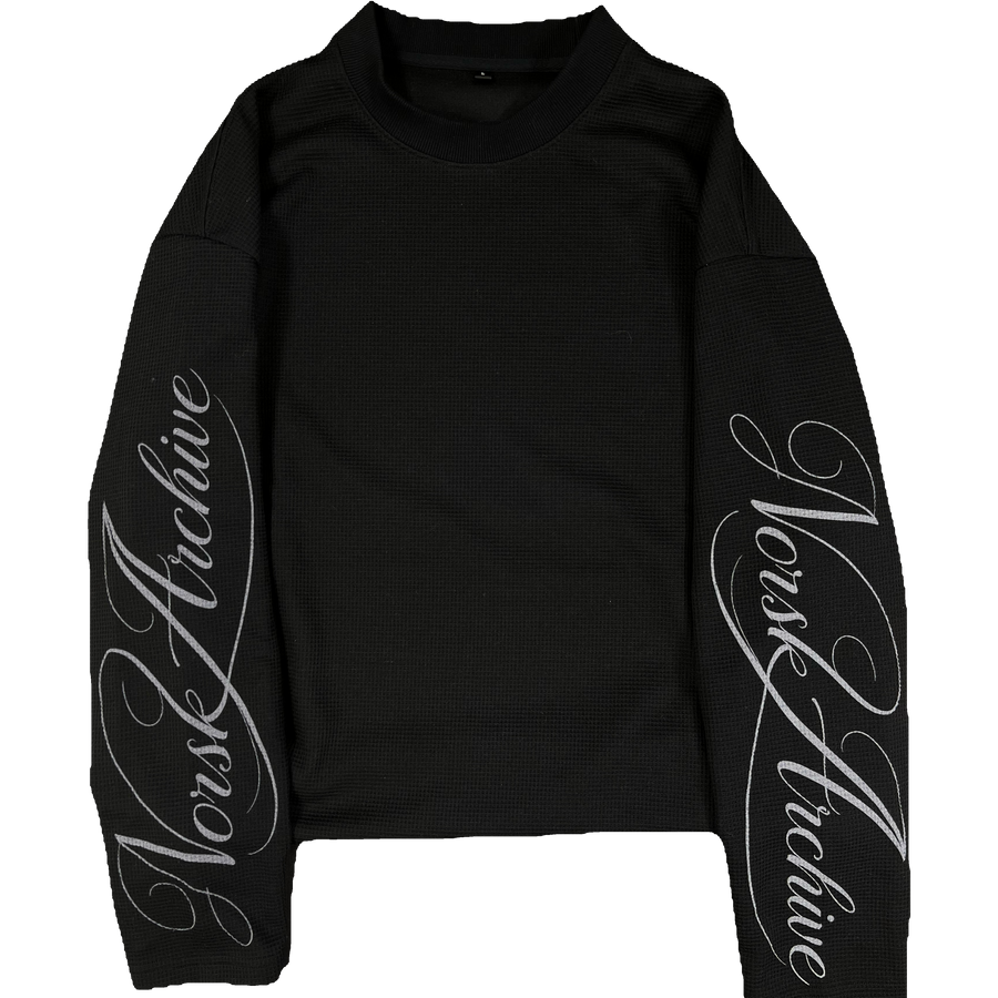 NORSK Archive Waffle Knit Long Sleeve  — Black